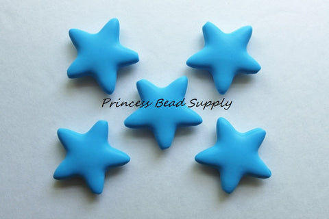 Sky Blue Star Silicone Beads