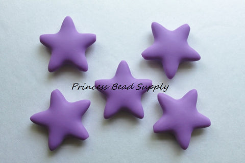 Lavender Purple Star Silicone Beads