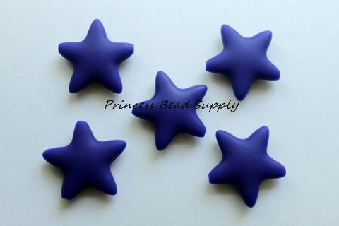 Navy Blue Star Silicone Beads
