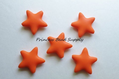 Orange Star Silicone Beads