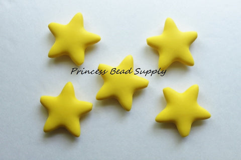 Yellow Star Silicone Beads