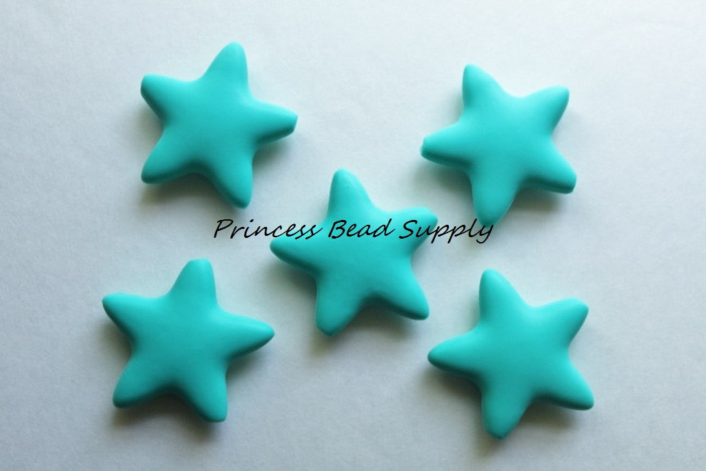 Turquoise Star Silicone Beads