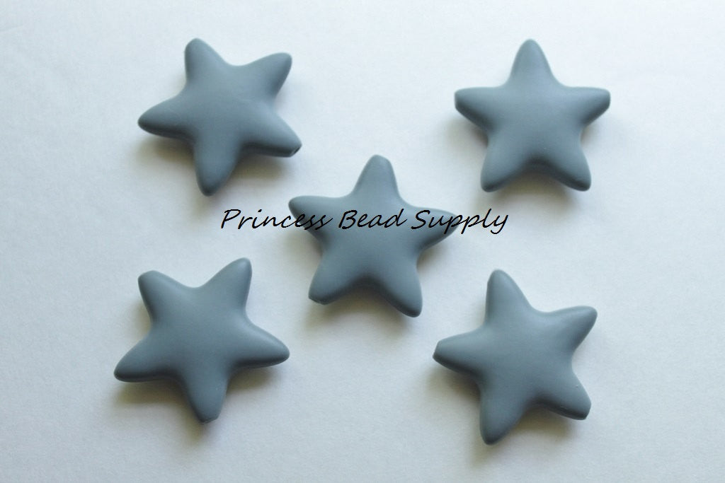 Gray Star Silicone Beads