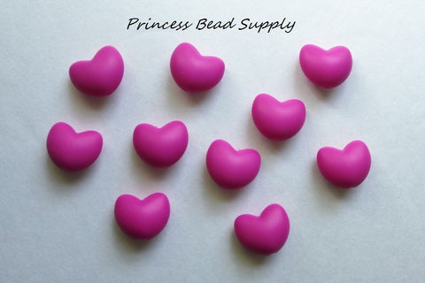 Hot Pink Heart Silicone Beads