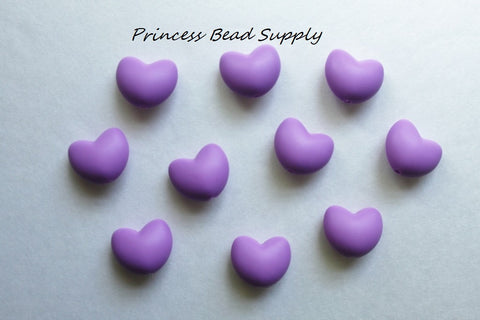 Lavender Purple Heart Silicone Beads