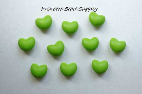 Green Heart Silicone Beads