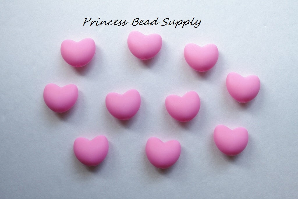 Pink Heart Silicone Beads
