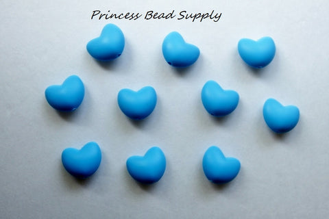 Sky Blue Heart Silicone Beads