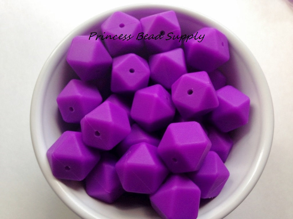 Royal Purple Hexagon Silicone Beads