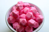 Pink Hexagon Silicone Beads