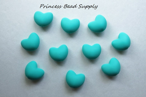 Turquoise Heart Silicone Beads