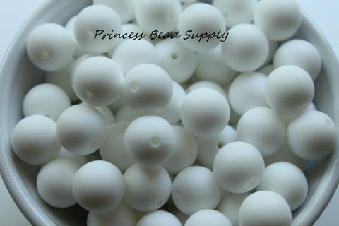 15mm White Silicone Beads