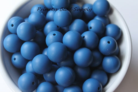 15mm Sapphire Blue Silicone Beads