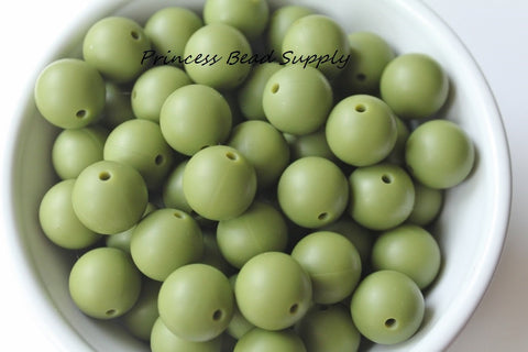 15mm Army Green Silicone Beads