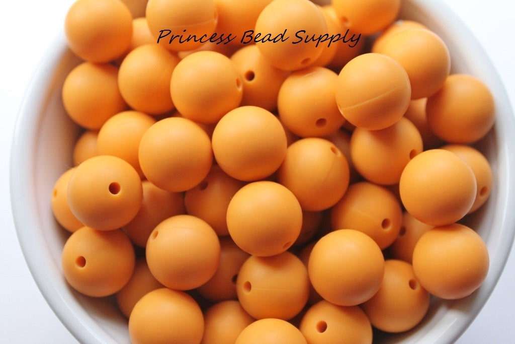 15mm Mango Orange Silicone Beads