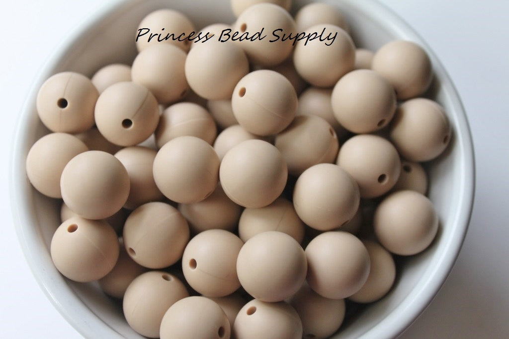 15mm Oatmeal Silicone Beads