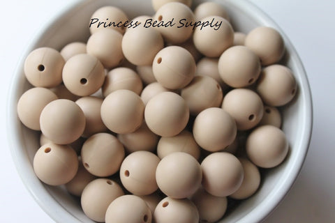 15mm Oatmeal Silicone Beads