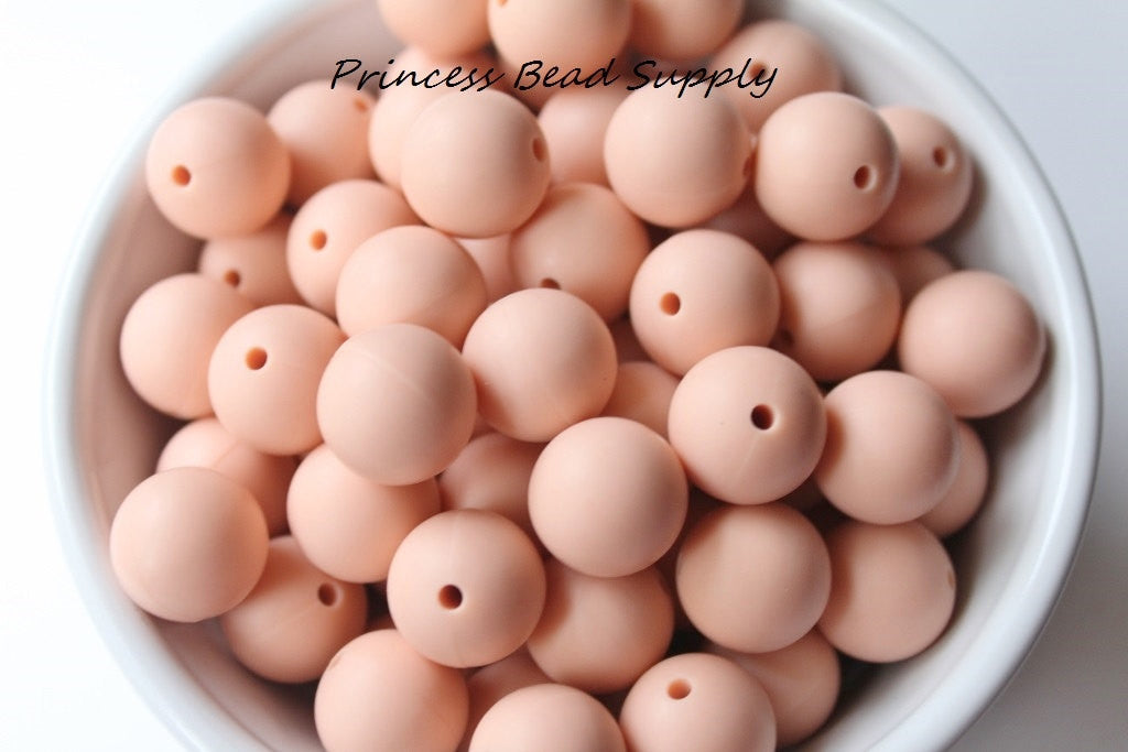 15mm Peach Silicone Beads
