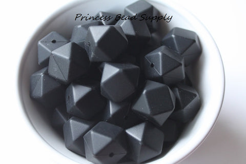 Black Hexagon Silicone Beads