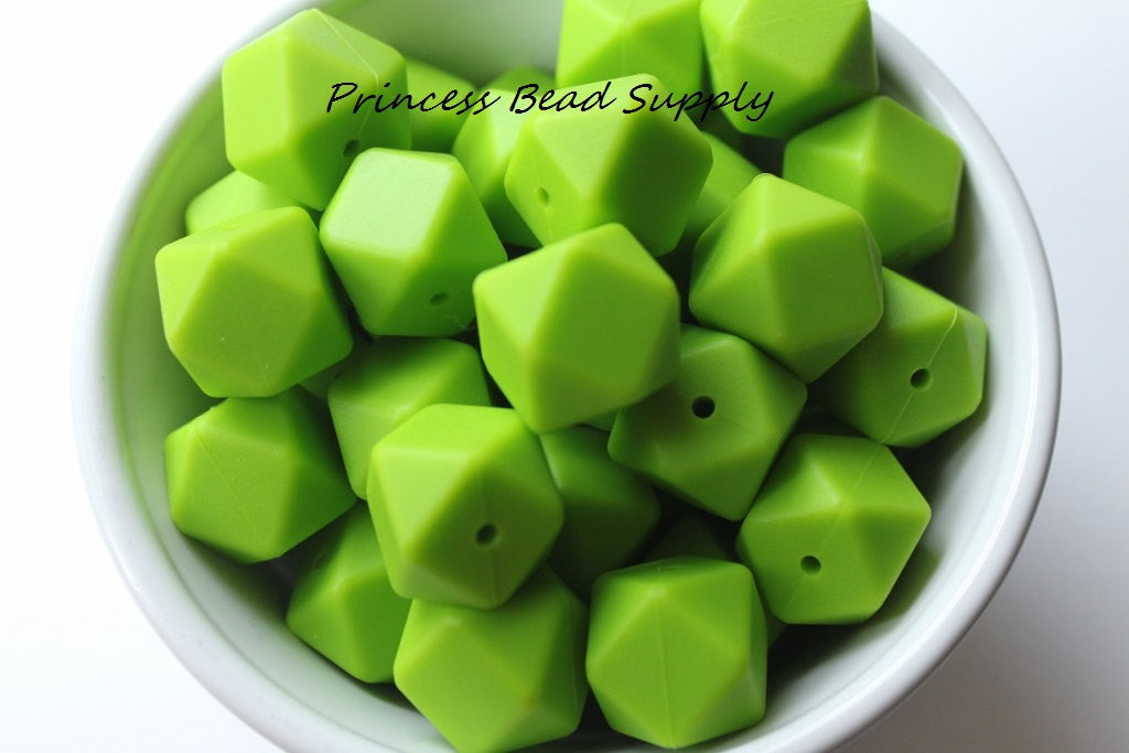 Green Hexagon Silicone Beads
