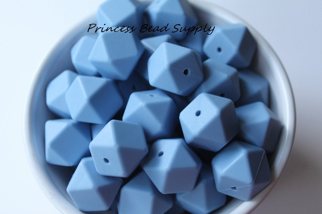 Powder Blue Hexagon Silicone Beads
