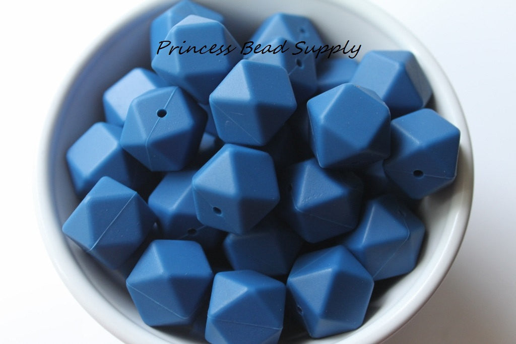 Sapphire Blue Hexagon Silicone Beads