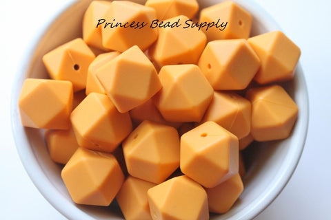 Mango Orange Hexagon Silicone Beads