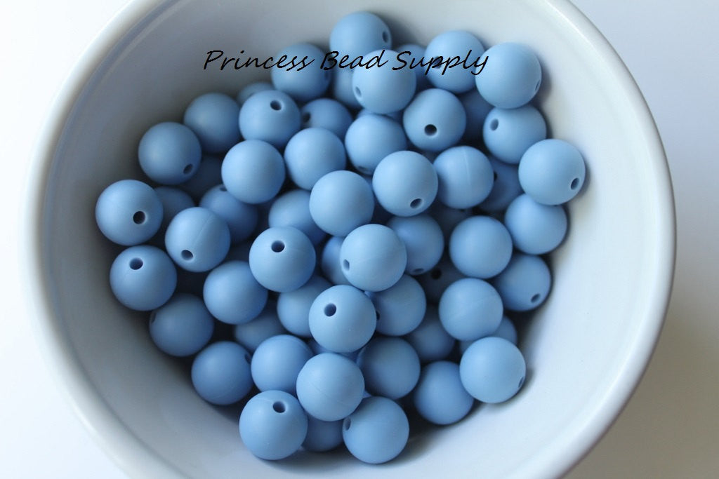 12mm Powder Blue Silicone Beads