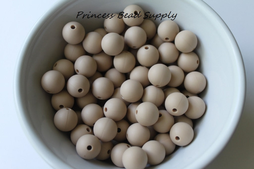 12mm Oatmeal Silicone Beads
