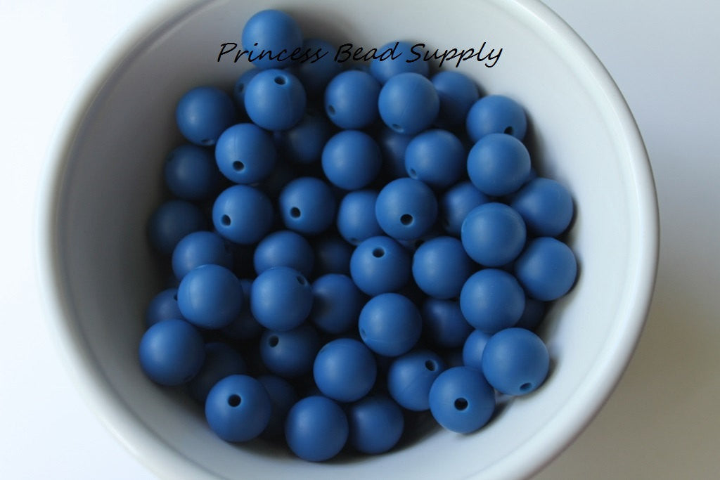 12mm Sapphire Blue Silicone Beads
