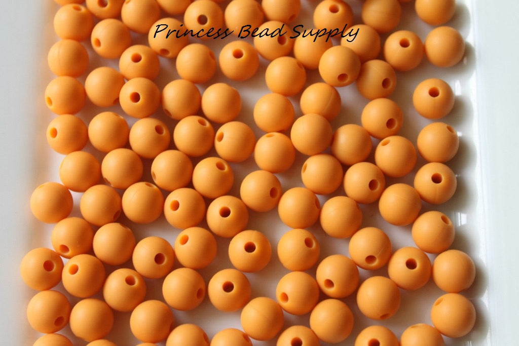 9mm Mango Orange Silicone Beads