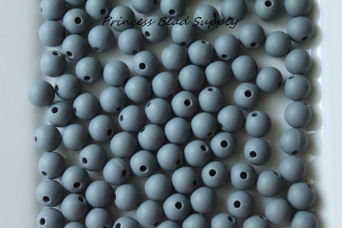 9mm Gray Silicone Beads