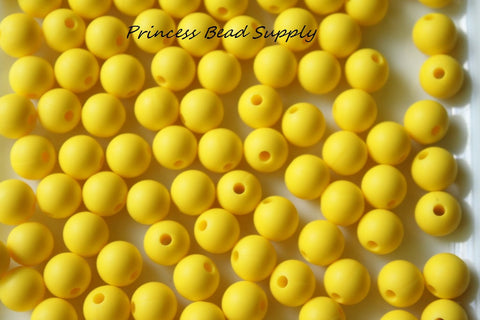 9mm Yellow Silicone Beads