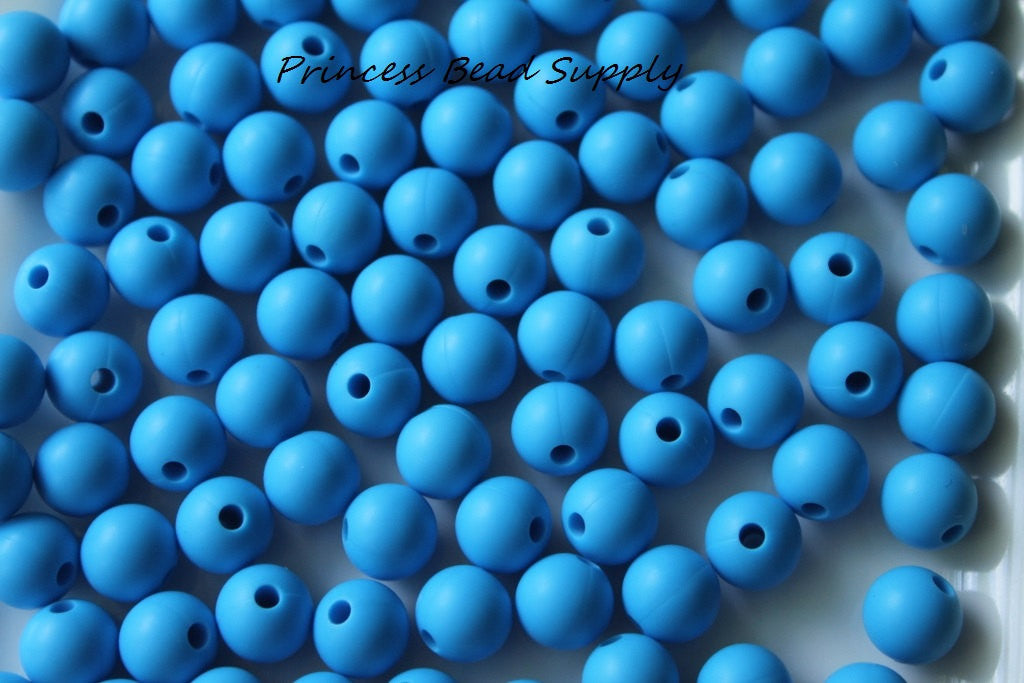 9mm Sky Blue Silicone Beads