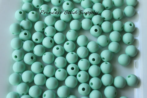 9mm Mint Silicone Beads