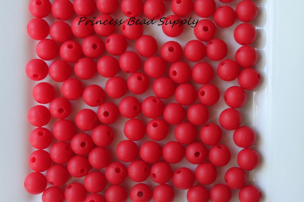 9mm Red Silicone Beads
