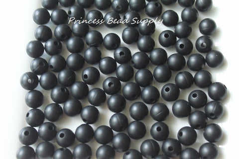 9mm Black Silicone Beads