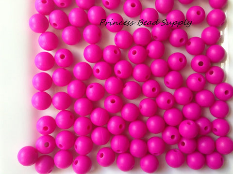 9mm Hot Pink Silicone Beads