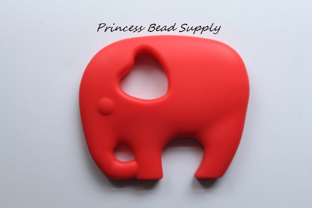 Elephant Teether--Coral Red