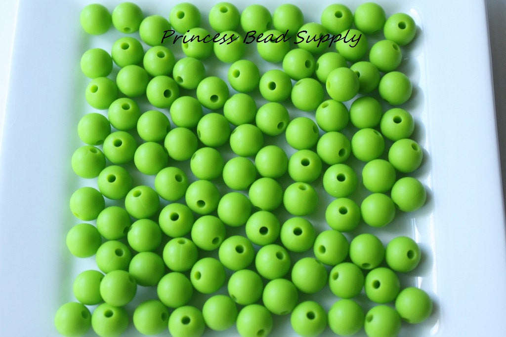 9mm Green Silicone Beads