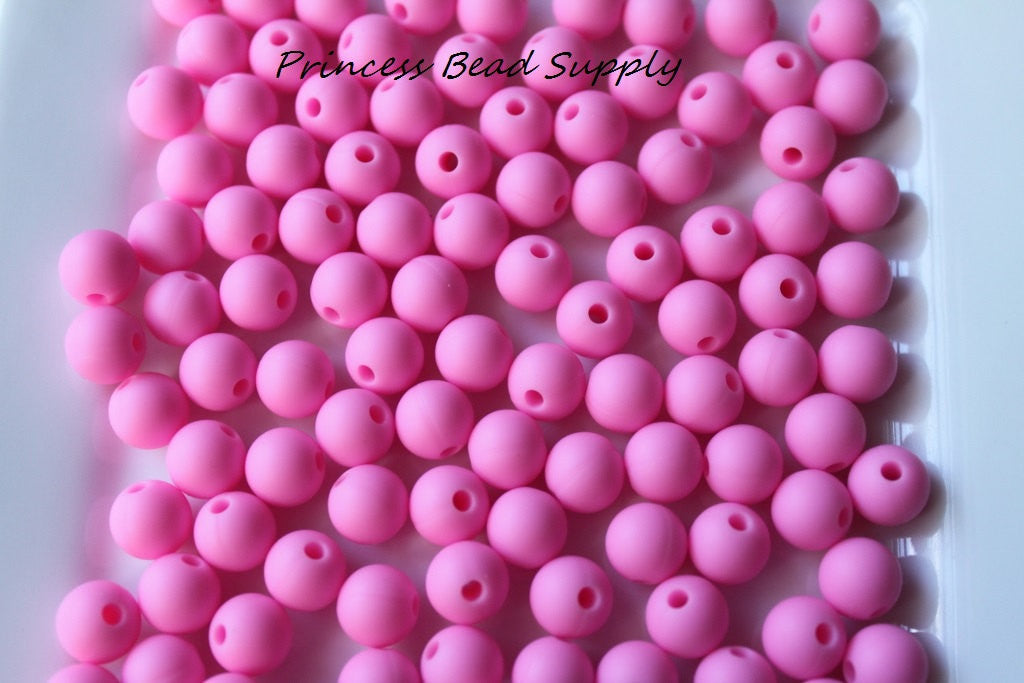 9mm Pink Silicone Beads