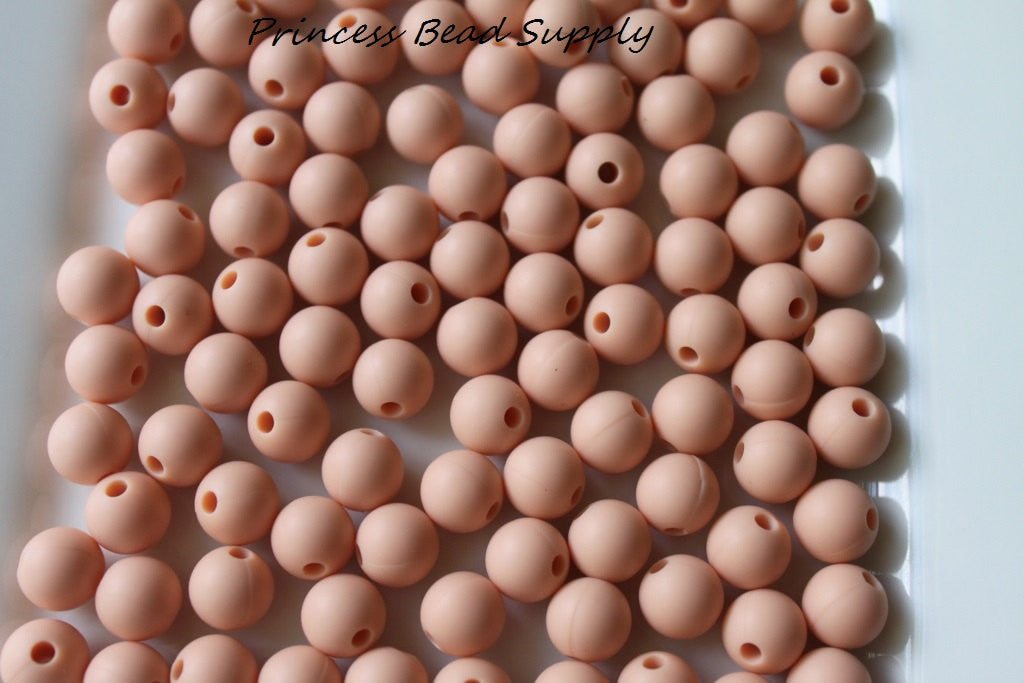 9mm Peach Silicone Beads
