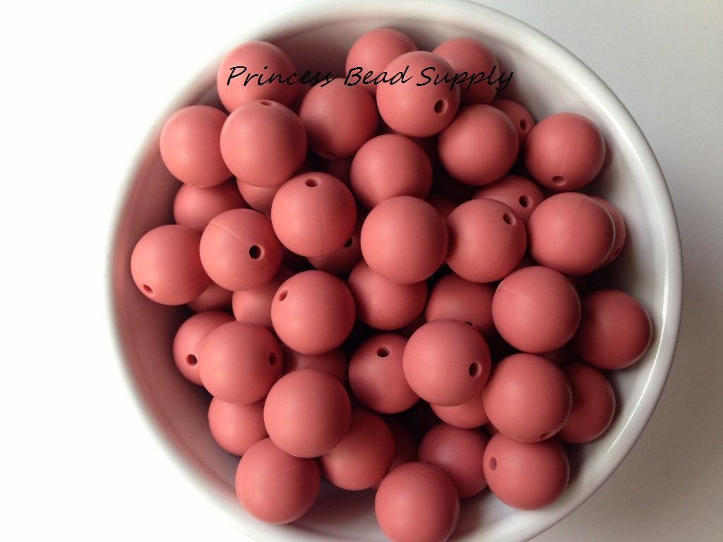 15mm Maroon Silicone Beads