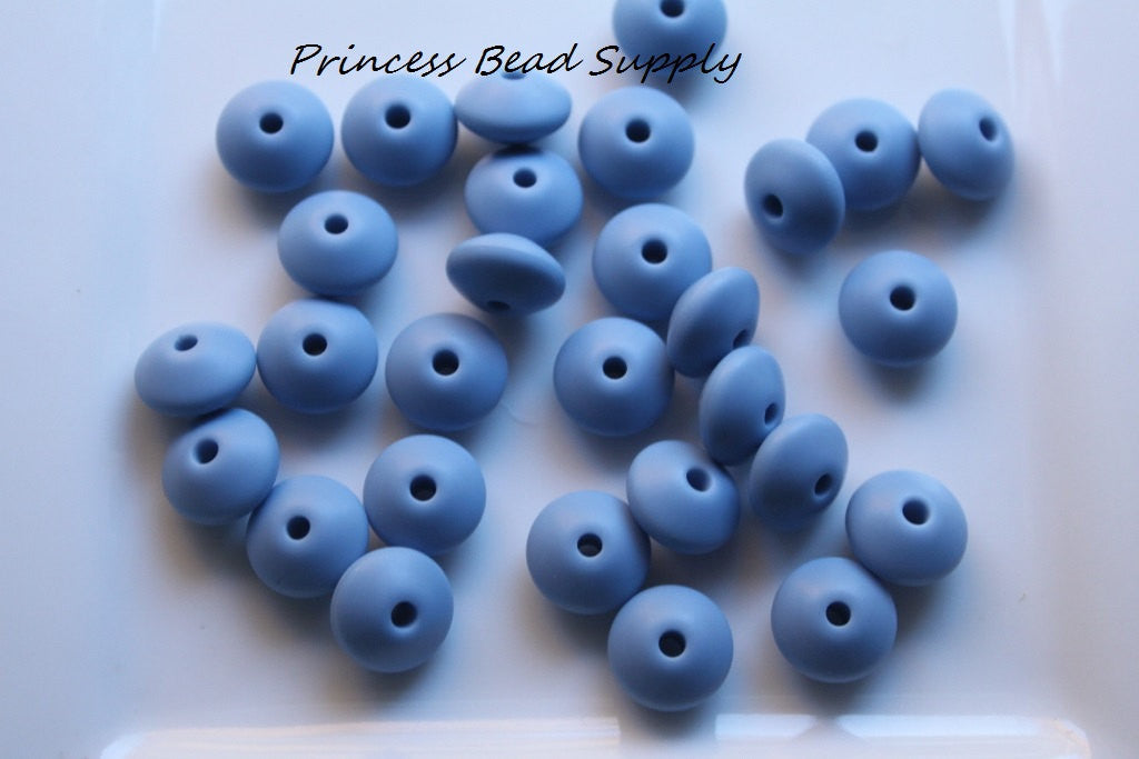 Powder Blue Saucer Silicone Beads