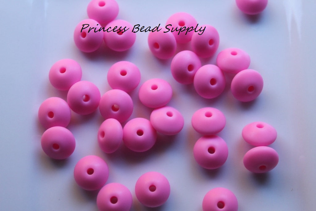 Pink Saucer Silicone Beads