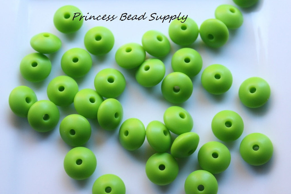 Green Saucer Silicone Beads