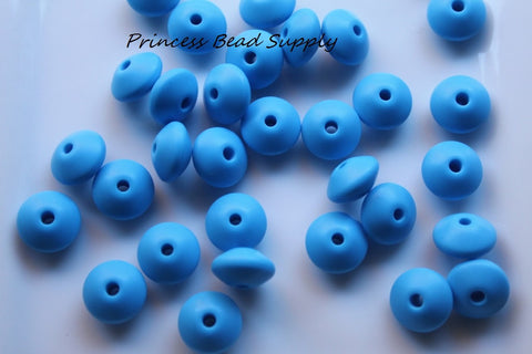 Sky Blue Saucer Silicone Beads