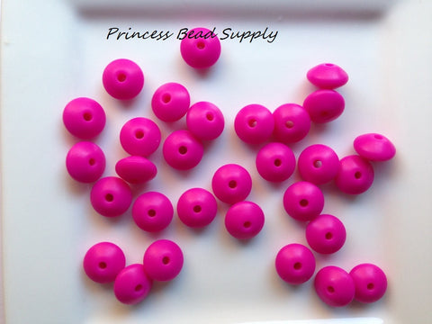 Hot Pink Saucer Silicone Beads