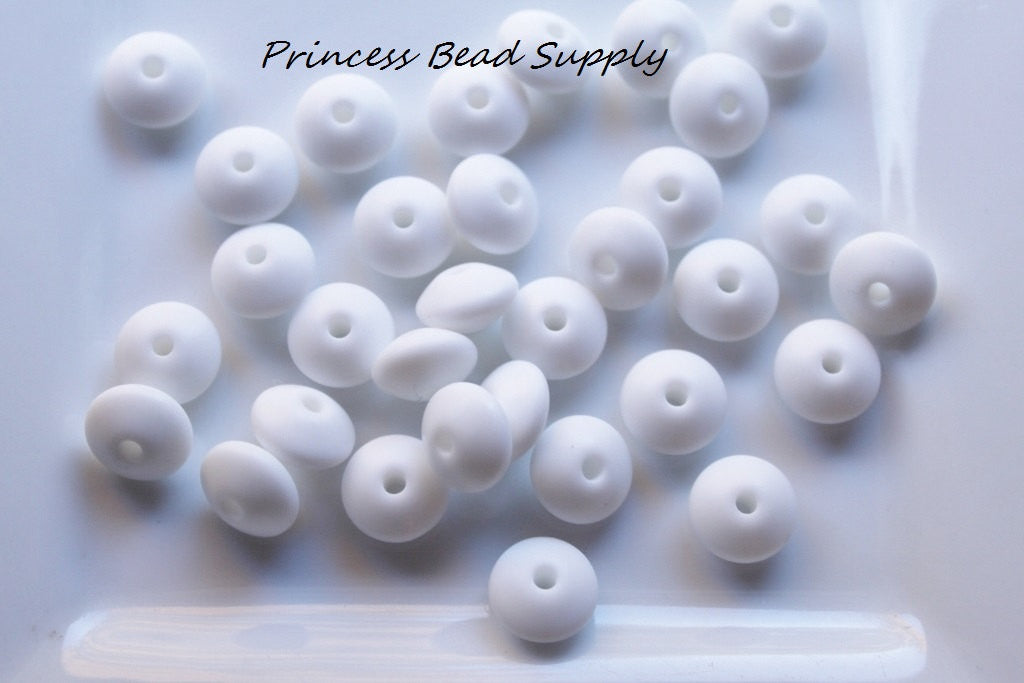 White Saucer Silicone Beads
