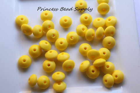 Yellow Saucer Silicone Beads